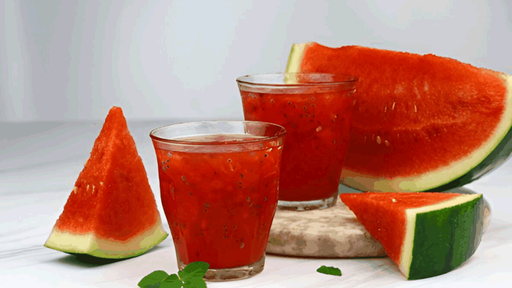Minuman Es Semangka pada Latar Belakang Putih Terisolasi